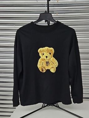 Black Long-Sleeve Men's Sweatshirt with Gold Teddy Graphic